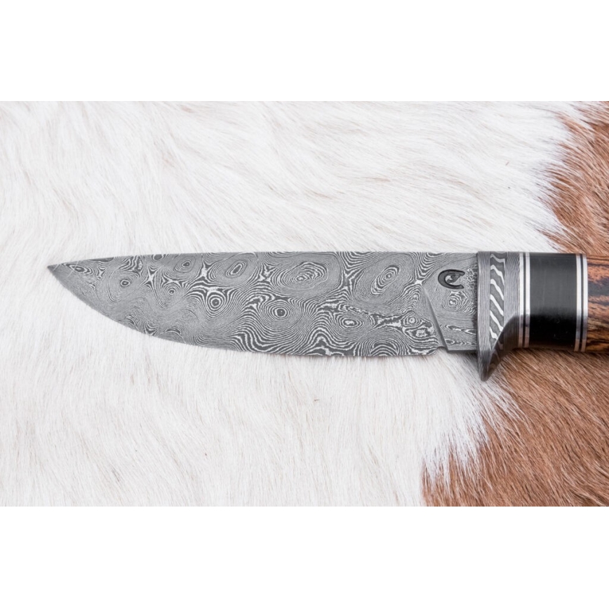 Exclusive Damascus knife 12 cm bocote/ebony