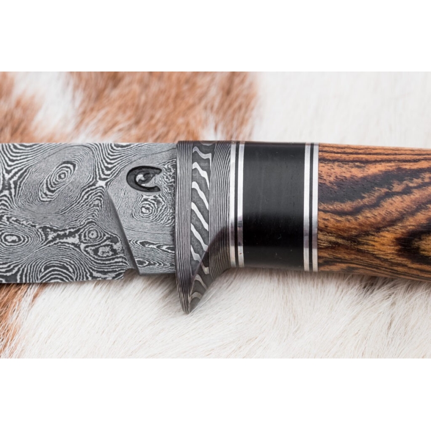 Exclusive Damascus knife 12 cm bocote/ebony