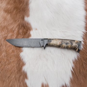 Exclusive Damascus knife 13 cm chestnut tree
