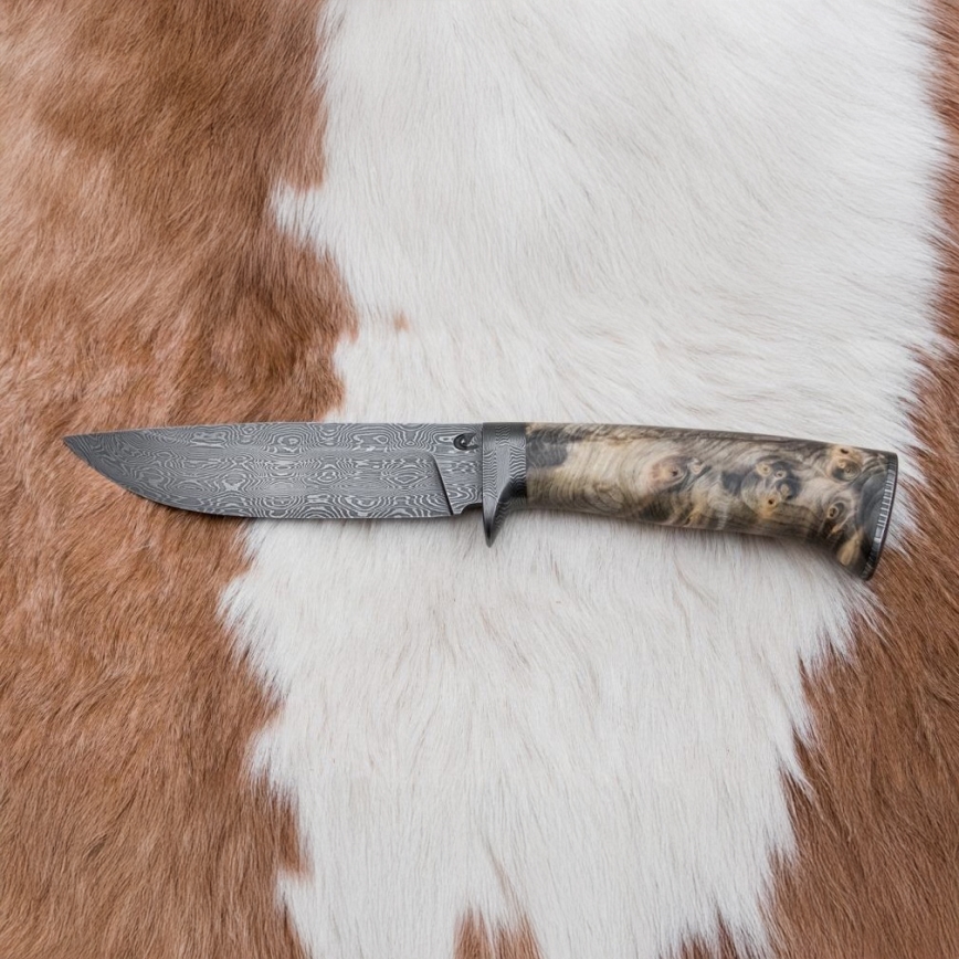 Exclusive Damascus knife 13 cm chestnut tree