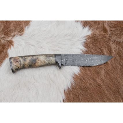Exclusive Damascus knife 13 cm chestnut tree