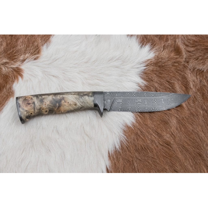 Exclusive Damascus knife 13 cm chestnut tree