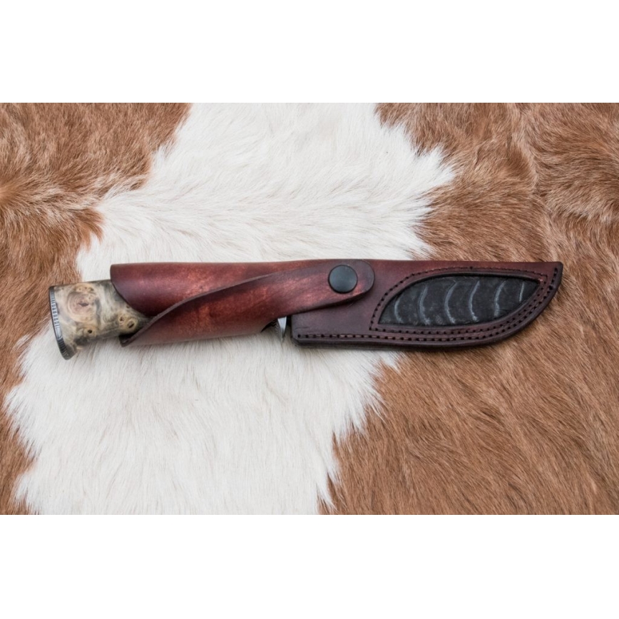 Exclusive Damascus knife 13 cm chestnut tree