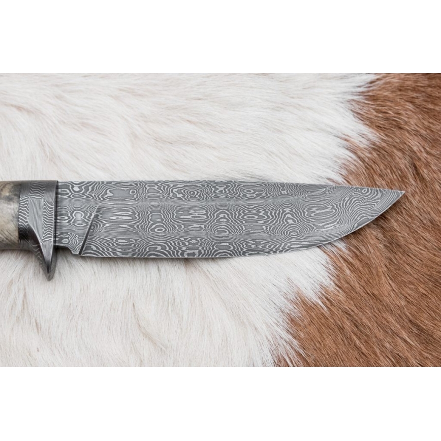 Exclusive Damascus knife 13 cm chestnut tree
