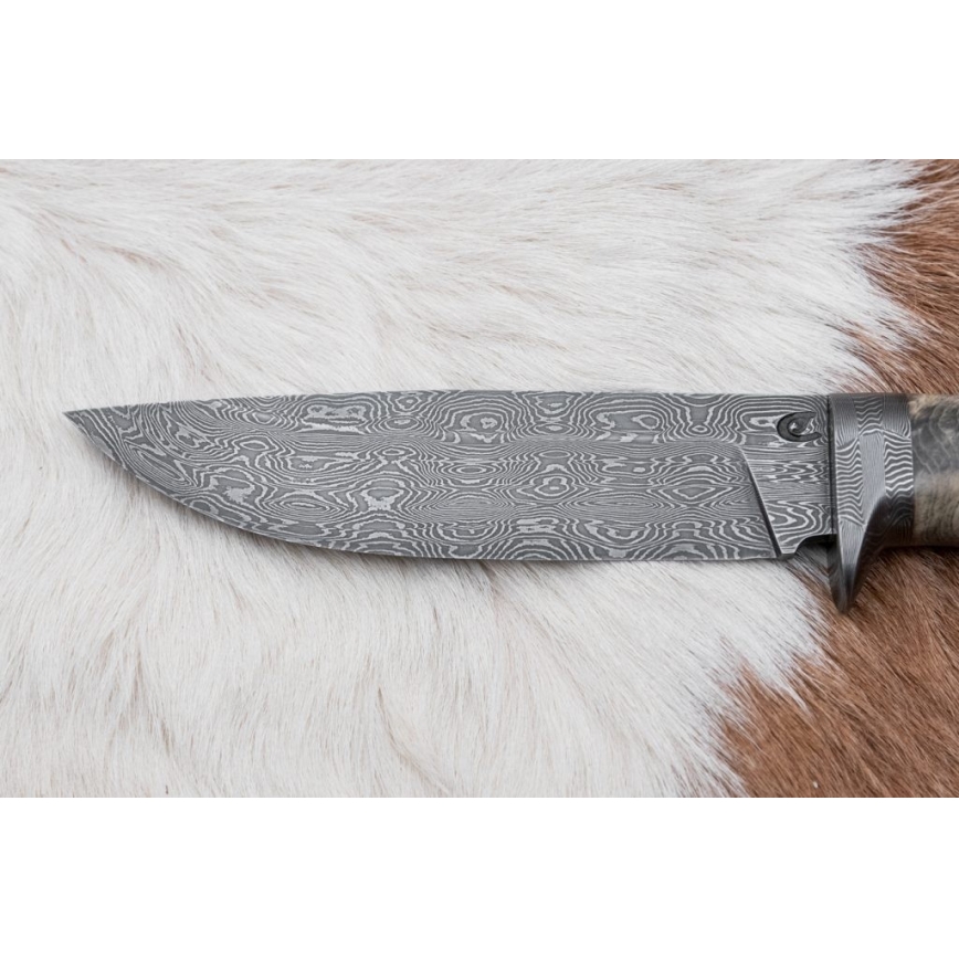 Exclusive Damascus knife 13 cm chestnut tree