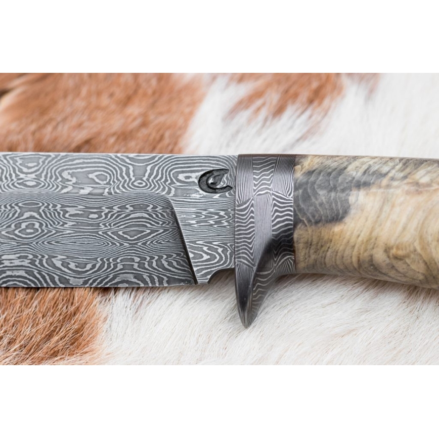 Exclusive Damascus knife 13 cm chestnut tree