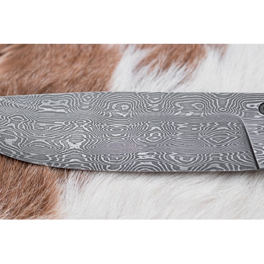 Exclusive Damascus knife 13 cm chestnut tree