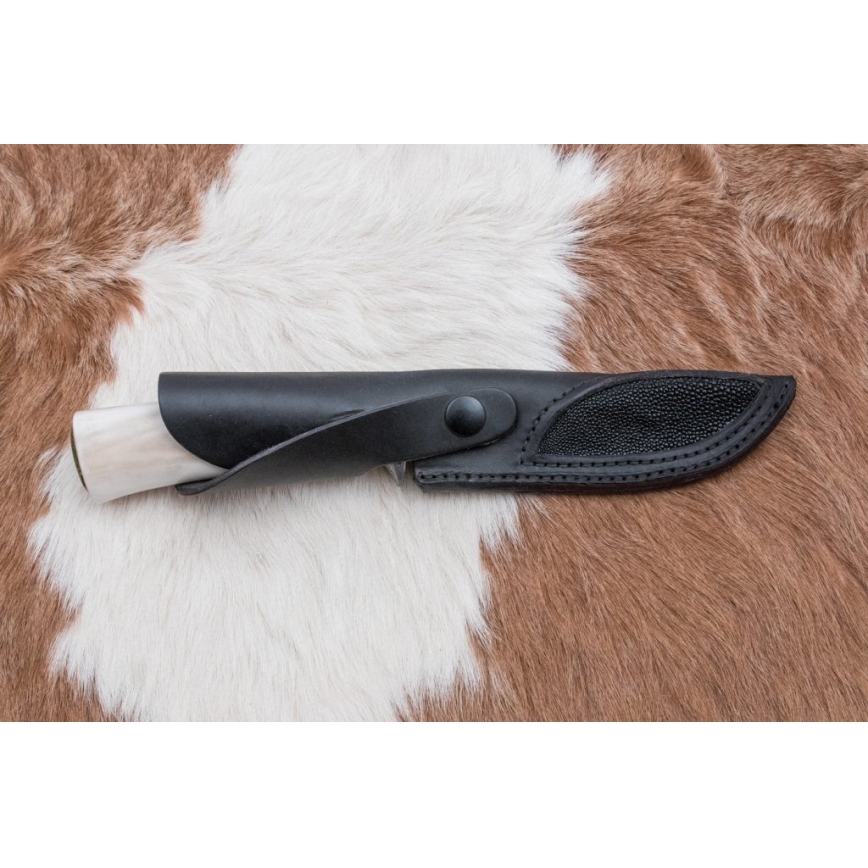 Exclusive Damascus knife 13 cm serpentinite/reindeer antler