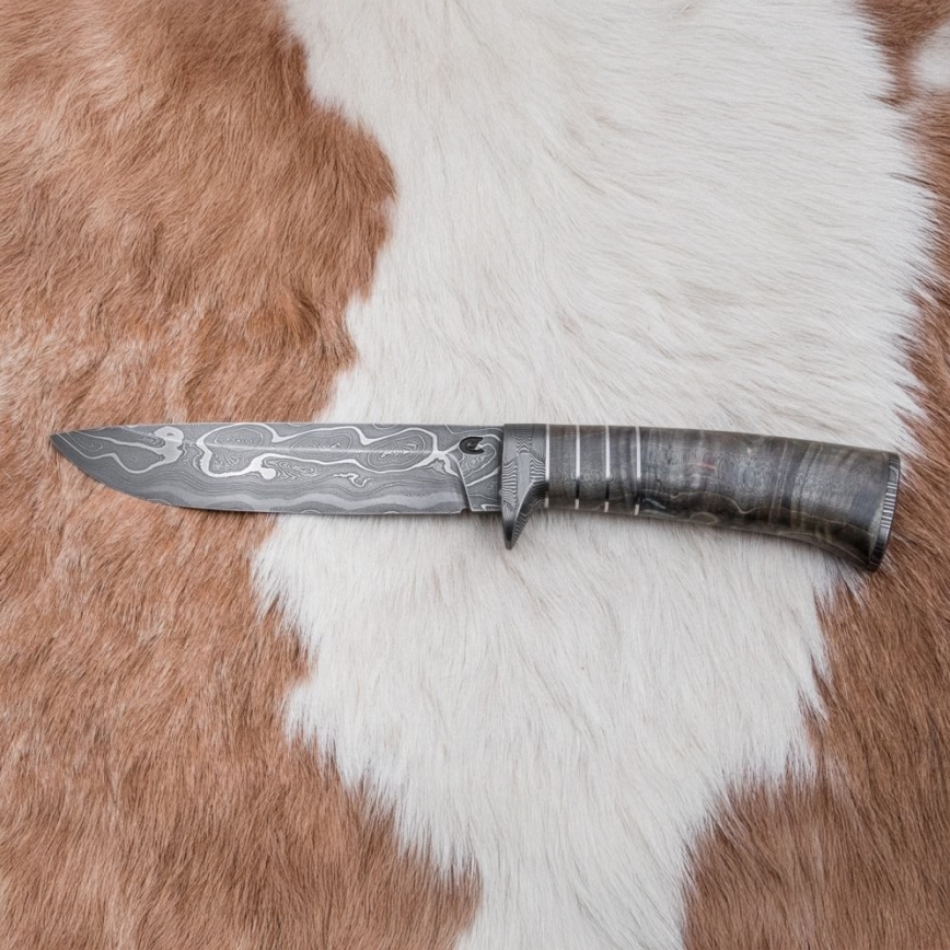 Exclusive Damascus knife 14 cm ash