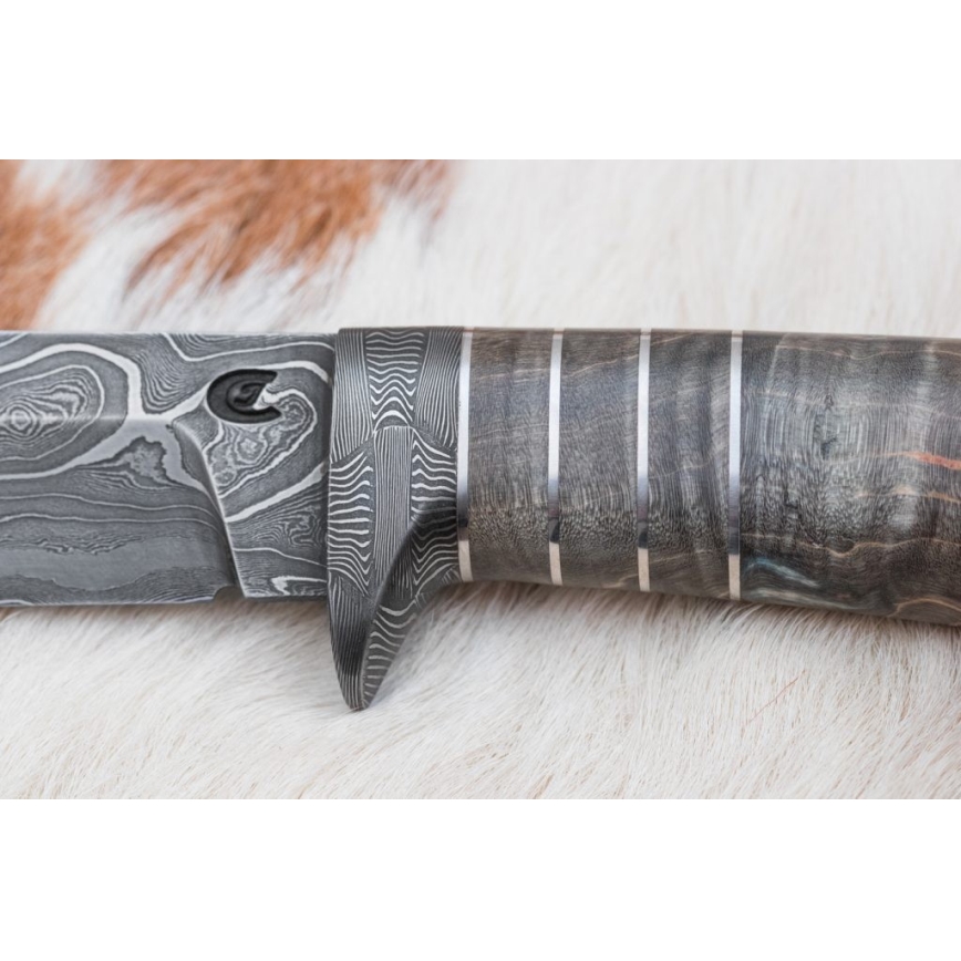 Exclusive Damascus knife 14 cm ash