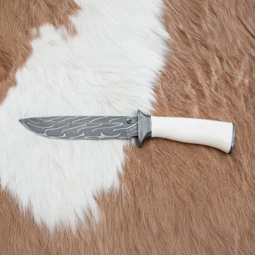 Exclusive Damascus knife 15 cm mammoth tusk