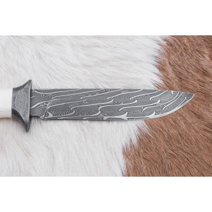 Exclusive Damascus knife 15 cm mammoth tusk