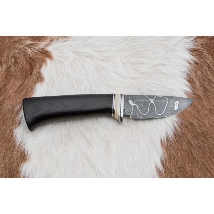 Exclusive Damascus knife 8,6 cm oak/camel bone