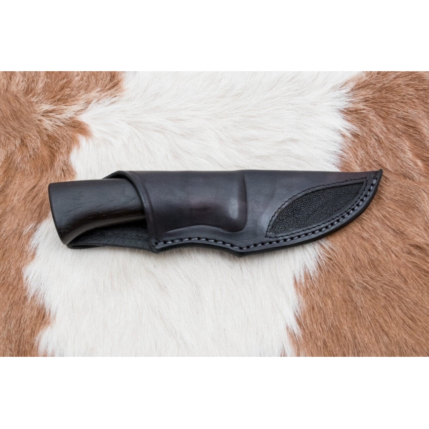 Exclusive Damascus knife 8,6 cm oak/camel bone