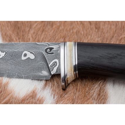Exclusive Damascus knife 8,6 cm oak/camel bone