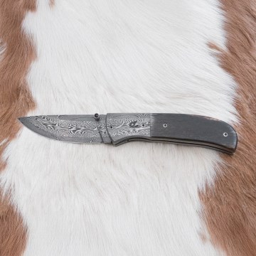 Exclusive folding Damascus knife 8 cm mammoth bone