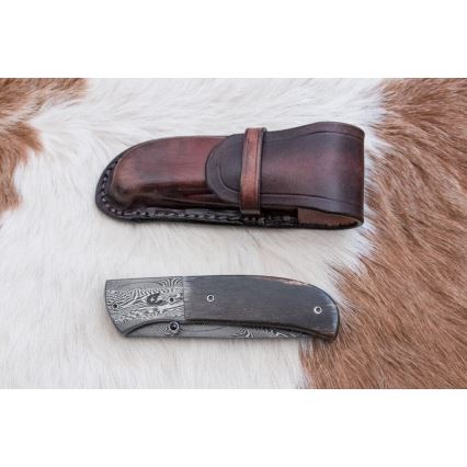 Exclusive folding Damascus knife 8 cm mammoth bone