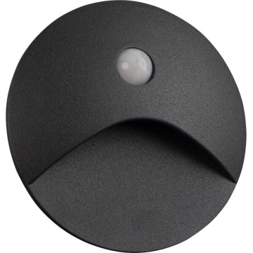 EXIN LED Stair Light with Motion and Dusk Sensor, LED/2.5W/230V, 3000K, IP65, Anthracite, Round