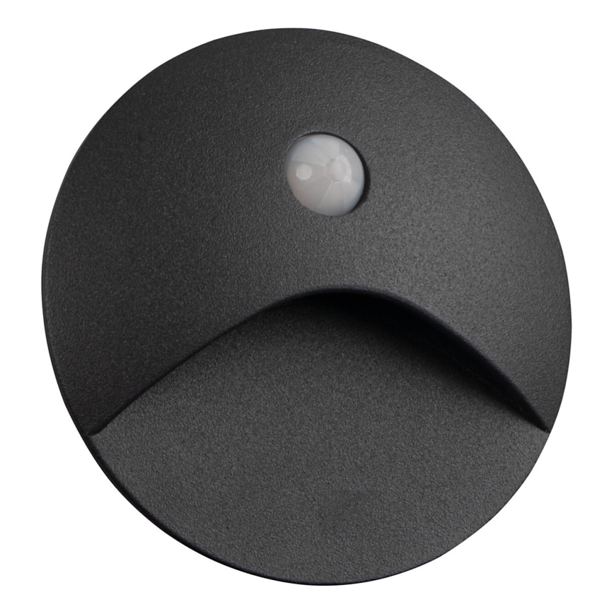 EXIN LED Stair Light with Motion and Dusk Sensor, LED/2.5W/230V, 3000K, IP65, Anthracite, Round