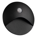 EXIN LED Staircase Light with Motion and Dusk Sensor, 2.5W/230V, 3000K, IP65, Black, Round