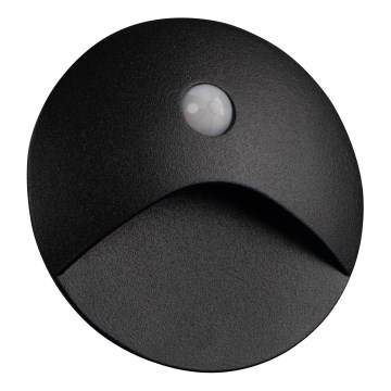 EXIN LED Staircase Light with Motion and Dusk Sensor, 2.5W/230V, 3000K, IP65, Black, Round