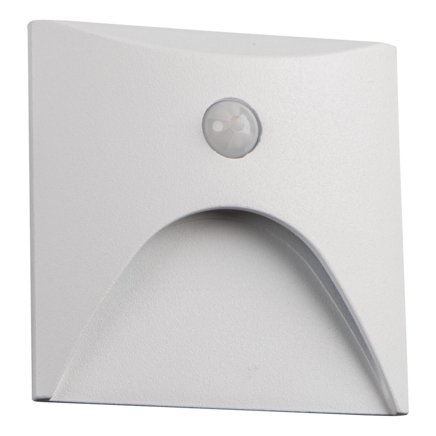 EXIN LED Staircase Light with Motion and Dusk Sensor, 2.5W LED, 230V, 4000K, IP65 — White, Square