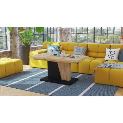 Extendable coffee/dining table with lift-top NINO craft oak/black