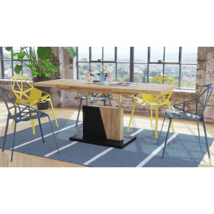 Extendable coffee/dining table with lift-top NINO craft oak/black