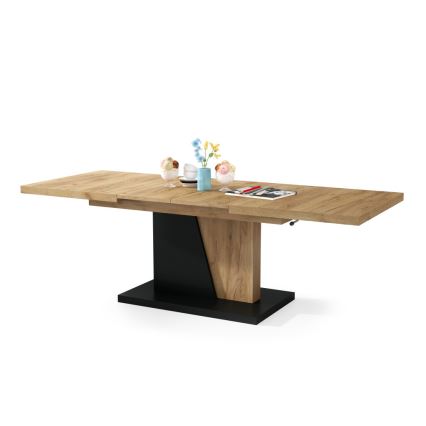 Extendable coffee/dining table with lift-top NINO craft oak/black