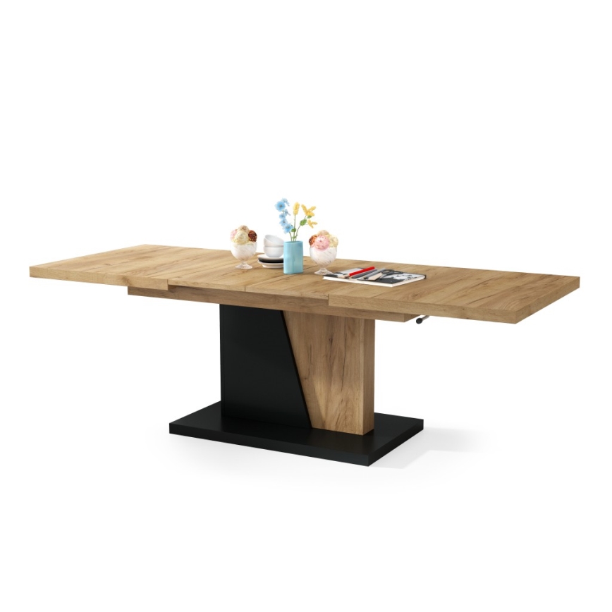 Extendable coffee/dining table with lift-top NINO craft oak/black