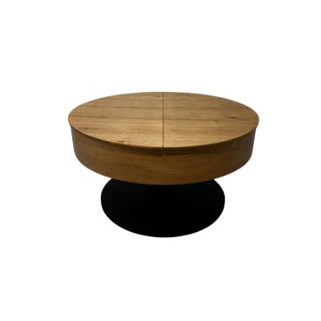 Extendable coffee table with lift-top PURE, Ø 80 cm, oak/black
