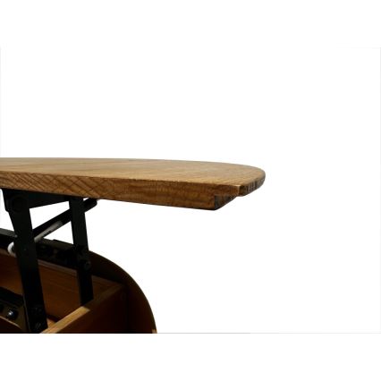 Extendable coffee table with lift-top PURE, Ø 80 cm, oak/black