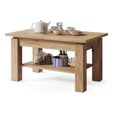 Extendable coffee table with shelf ADONIS 110/150x68 cm craft oak