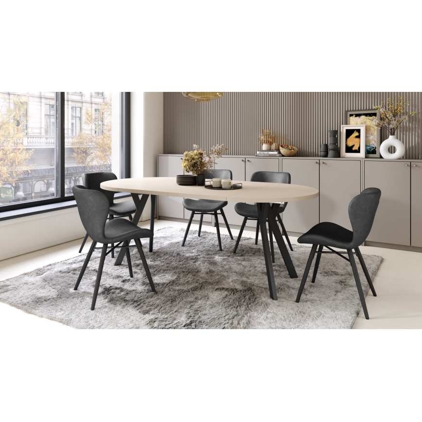 Extendable Dining Table ARTUR Beige/Black