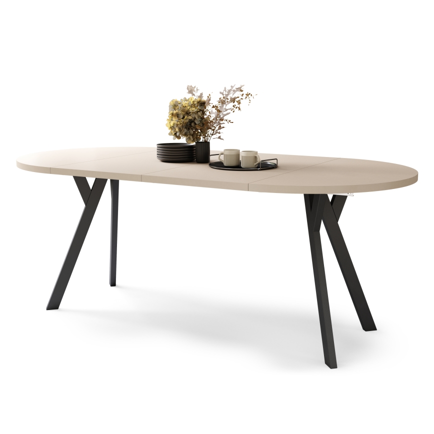 Extendable Dining Table ARTUR Beige/Black