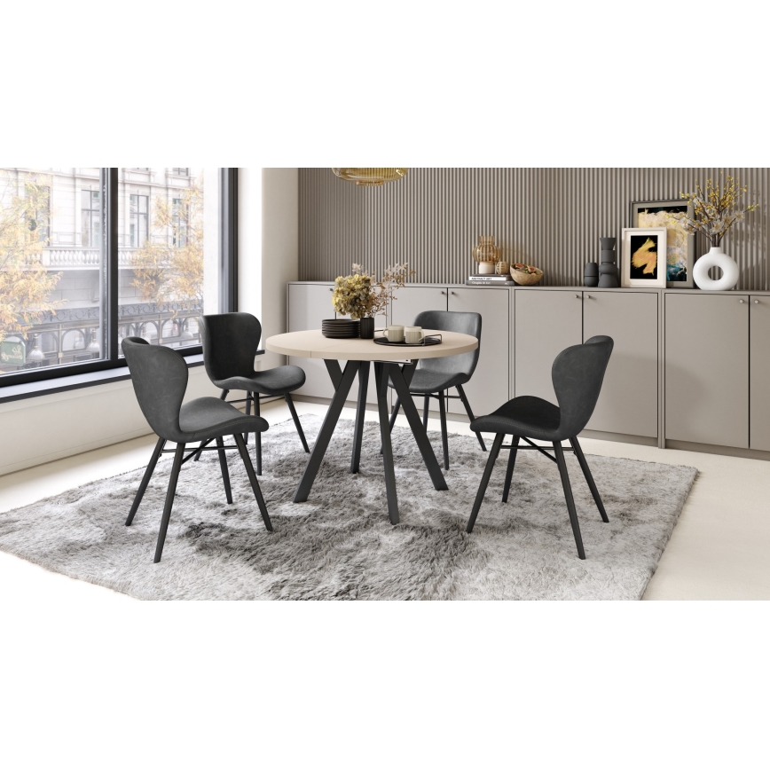 Extendable Dining Table ARTUR Beige/Black