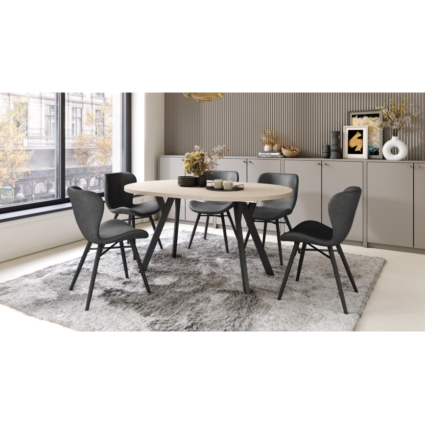 Extendable Dining Table ARTUR Beige/Black