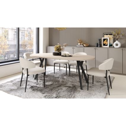 Extendable Dining Table ARTUR Beige/Black