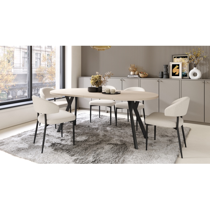 Extendable Dining Table ARTUR Beige/Black