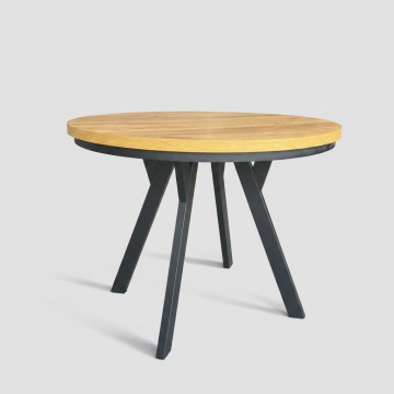 Extendable dining table CENTRO 100/140 x 77 cm craft oak/black