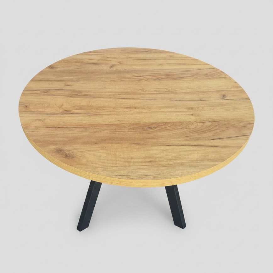 Extendable dining table CENTRO 100/140 x 77 cm craft oak/black