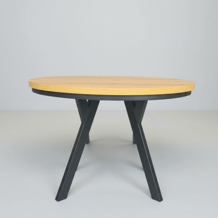 Extendable dining table CENTRO 100/140 x 77 cm craft oak/black