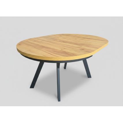 Extendable dining table CENTRO 100/140 x 77 cm craft oak/black