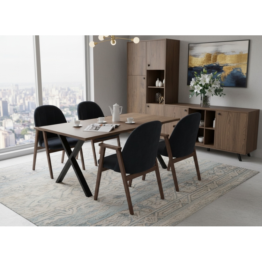 Extendable dining table DOMO 150/190 x 80 cm Lefkas oak/black