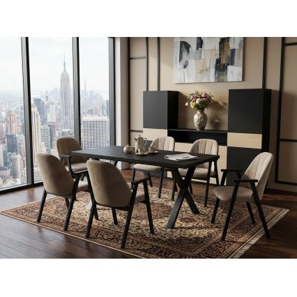 Extendable Dining Table DOMO 150/190x80 cm Black