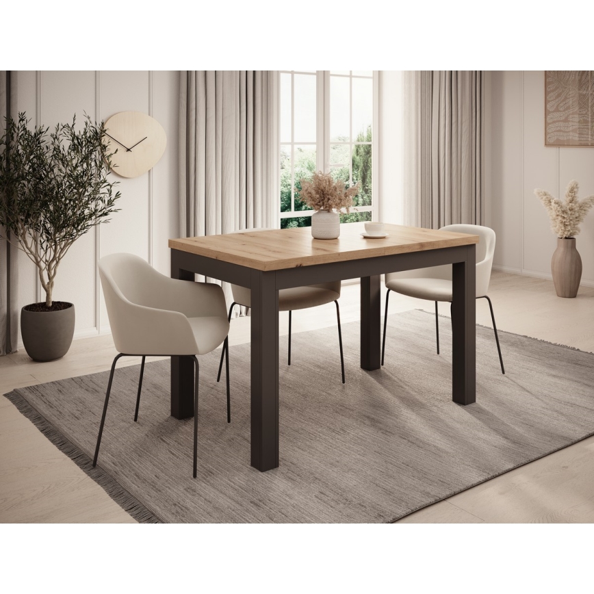 Extendable dining table DOO 120/160x75 cm artisan oak/black