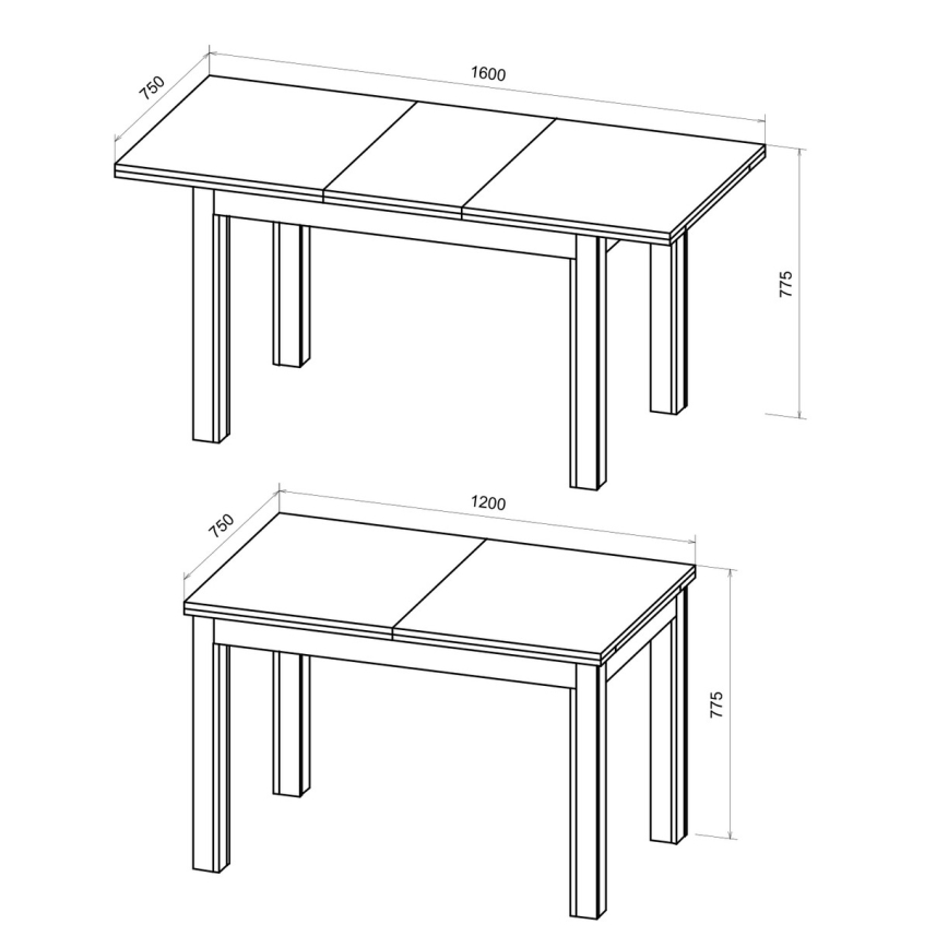 Extendable dining table DOO 120/160x75 cm artisan oak/black