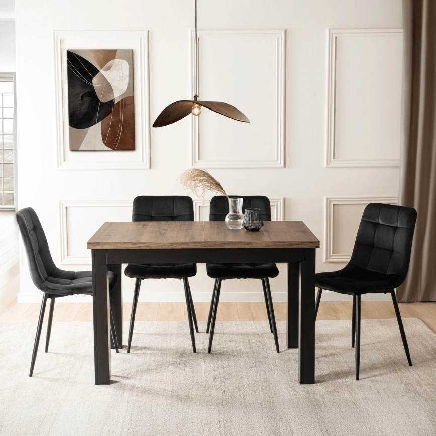Extendable dining table DOO 120/160x75 cm macadamia/black