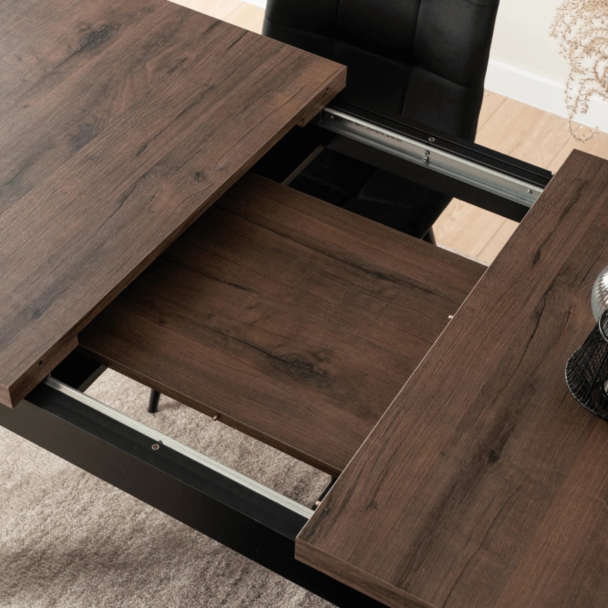 Extendable dining table DOO 120/160x75 cm macadamia/black