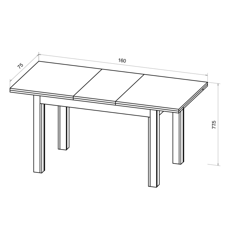 Extendable dining table DOO 120/160x75 cm macadamia/black